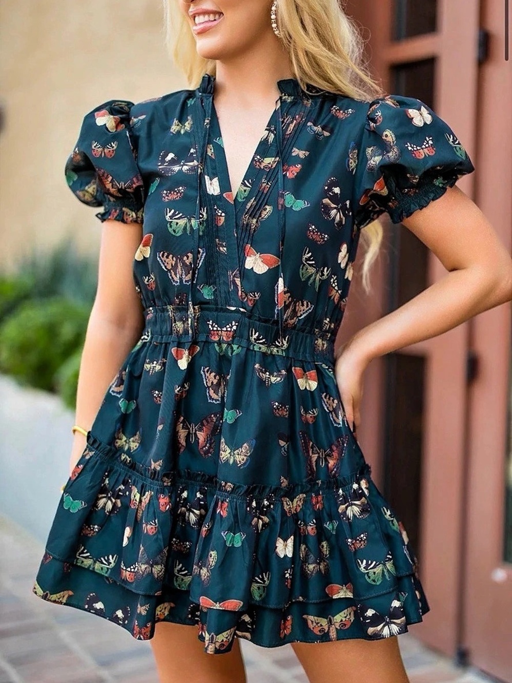BuddyLove Clementine Butterfly Puff Sleeve Mini Dress New With Tags size Small